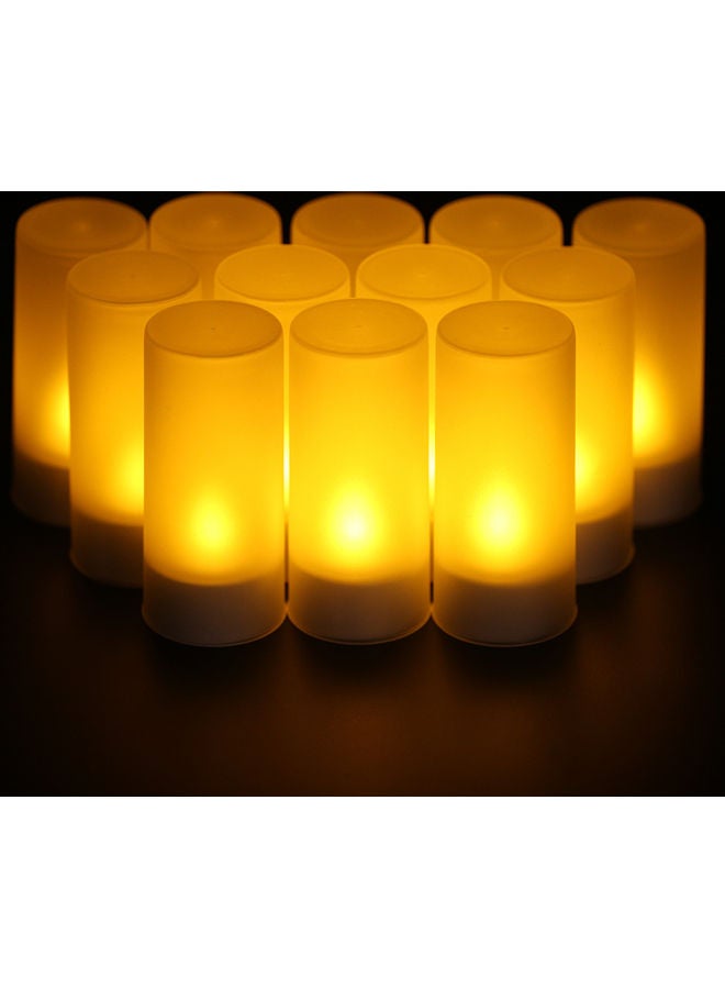 12 قطعة من شموع LED الوامضة بدون لهب القابلة لإعادة الشحن أبيض 32.50 X 10.00 X 12.50سم - Image 4