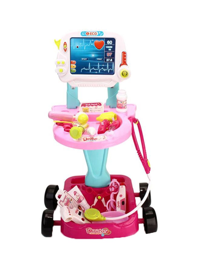 سيثيريا مجموعة ألعاب أدوات الطبيب للعب التظاهري مكونة من 17 قطعة مع شاشة تخطيط ضربات القلب مع حامل متحرك 41x32x58سم - Image 1