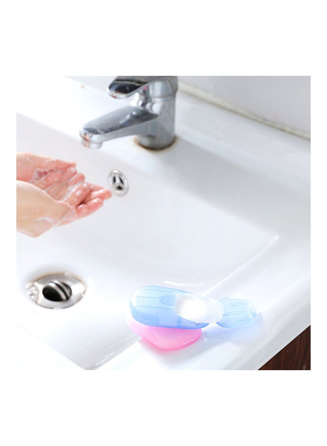 20- Piece Portable Disposable Soap Flakes with Storage Box Container Blue 7.00x3.00x4.50cm - Image 3