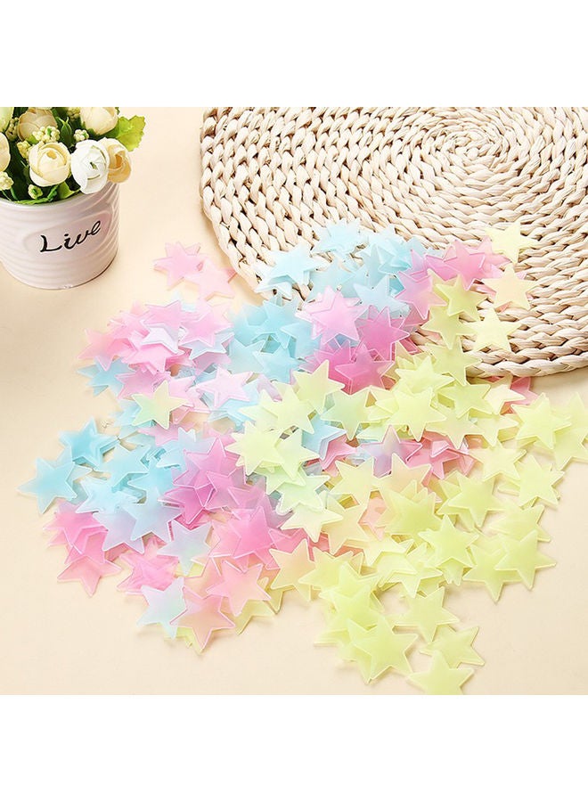100-Piece Glow In The Dark 3D Stars Wall Stickers Multicolour 1.00 x 1.00 x 1.00cm - Image 2