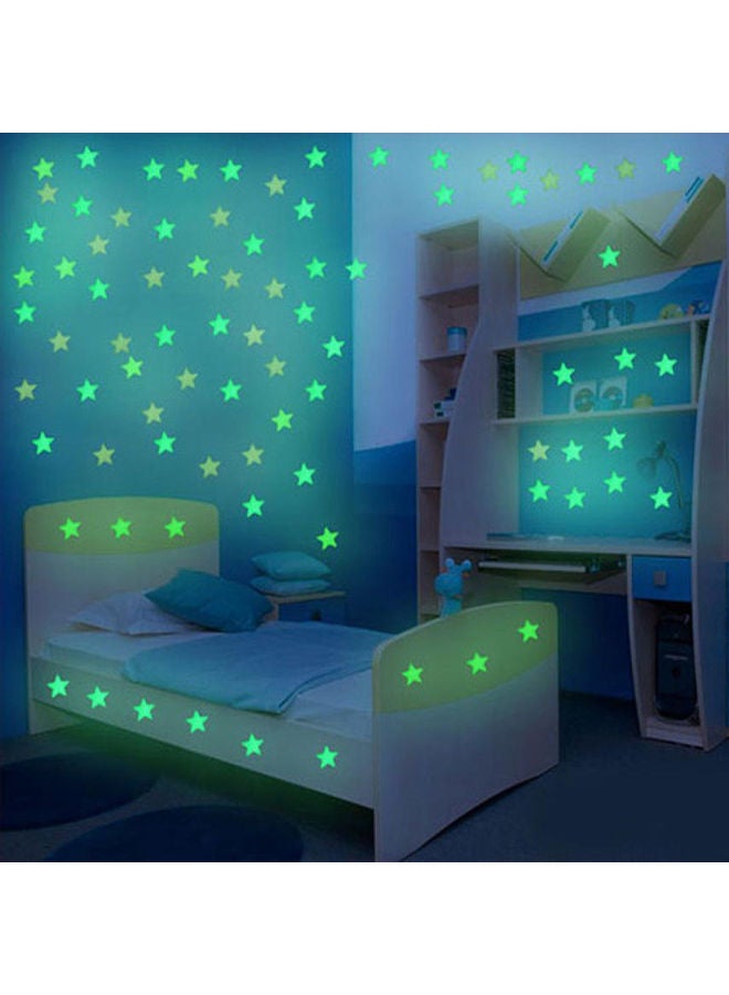 100-Piece Glow In The Dark 3D Stars Wall Stickers Multicolour 1.00 x 1.00 x 1.00cm - Image 4