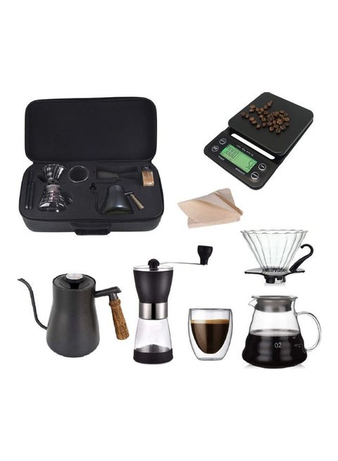 Drip Coffee Maker Set With Travel Bag Black 7Pcs Camping Coffee Marker Coffee Machine Filter Coffee Tool Set for Outdoor Multicolour 29x58x17cm