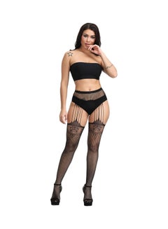JOLLY Hollow Out Lace Net Tights Black  - Image 3