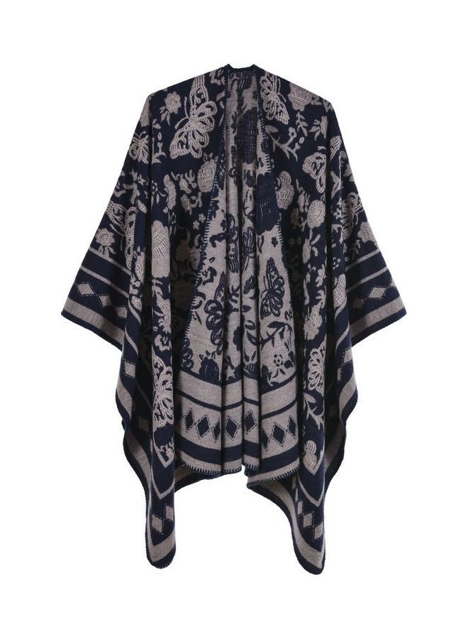 جولي شال بنقشة فراشة وزهور أسود/ رمادي