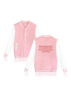 Stranger Things Printed Baseball Jacket Pink