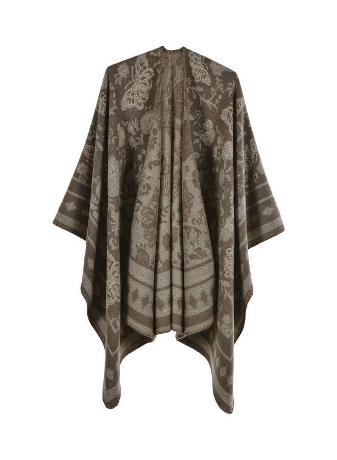 جولي شال بنقشة فراشة وزهور البني/الرمادي