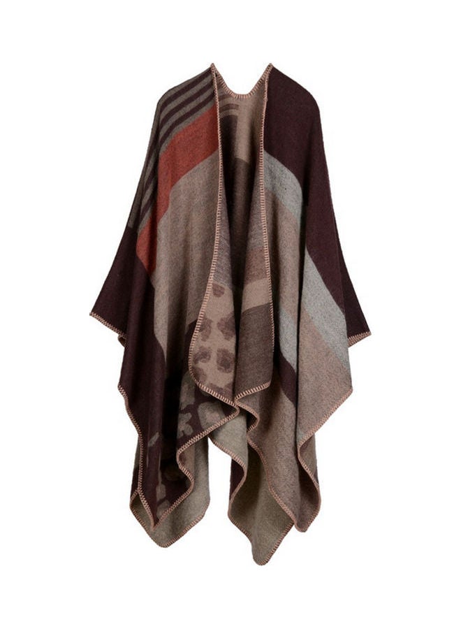 جولي شال منقوش بني/رمادي/برتقالي