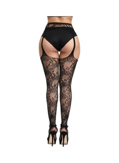 JOLLY Hollow Out Lace Net Tights Black  - Image 2