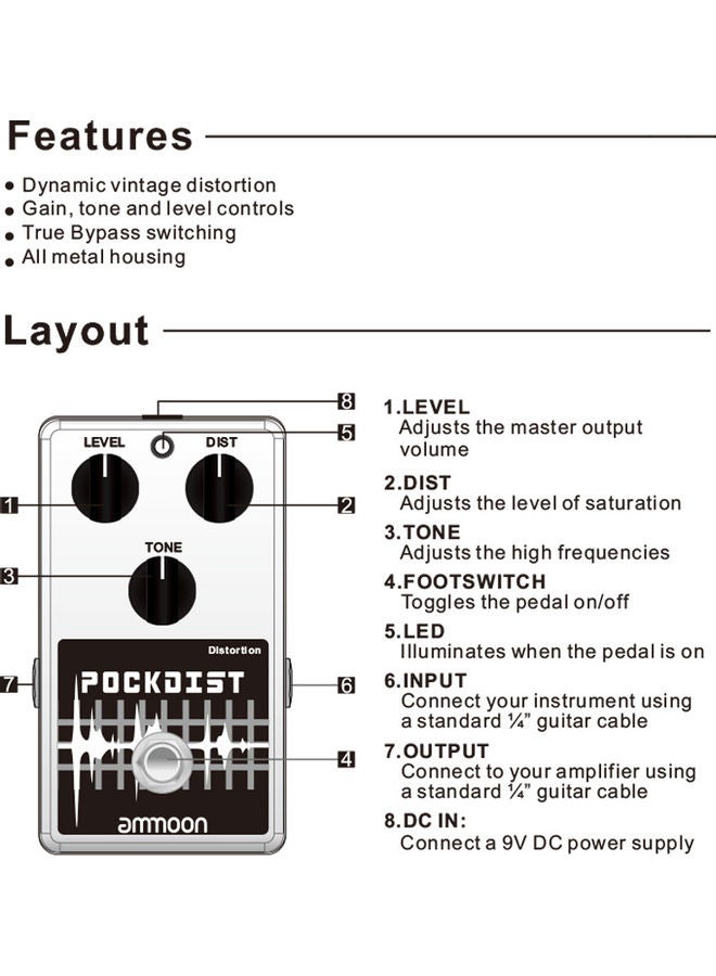 ammoon Classic Distortion Guitar Effect Pedal  - Image 5