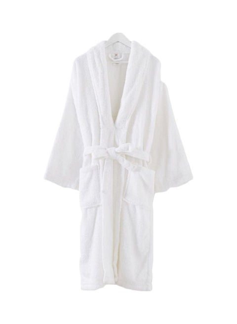 Solid Cotton Bathrobe White XL