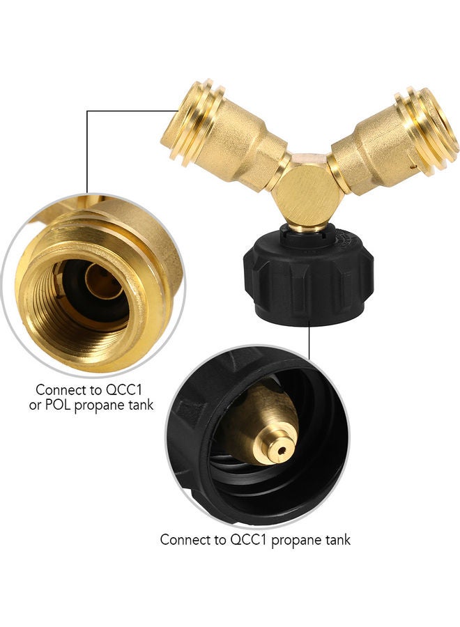 Propane Tank Y-Splitter Adapter Two Way LPG Adapter 11*6*9cm