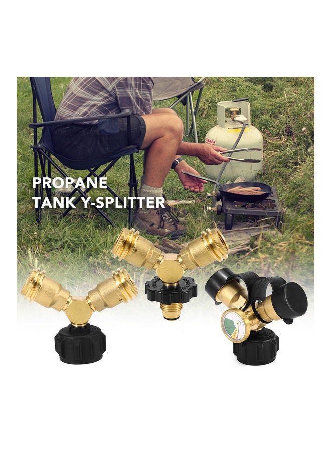 Propane Tank Y-Splitter Adapter Two Way LPG Adapter 11*6*9cm
