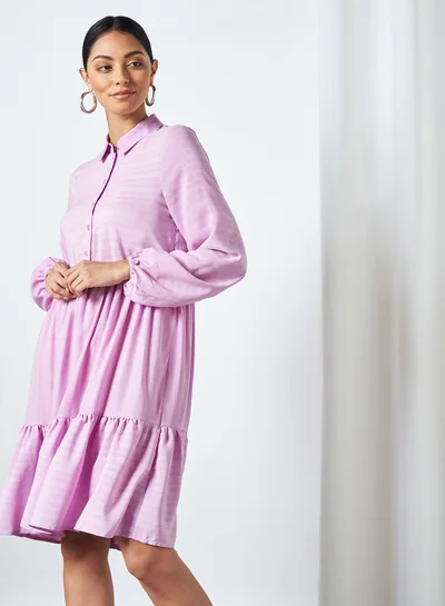 VERO MODA Long Sleeve Tiered Dress Violet Tulle
