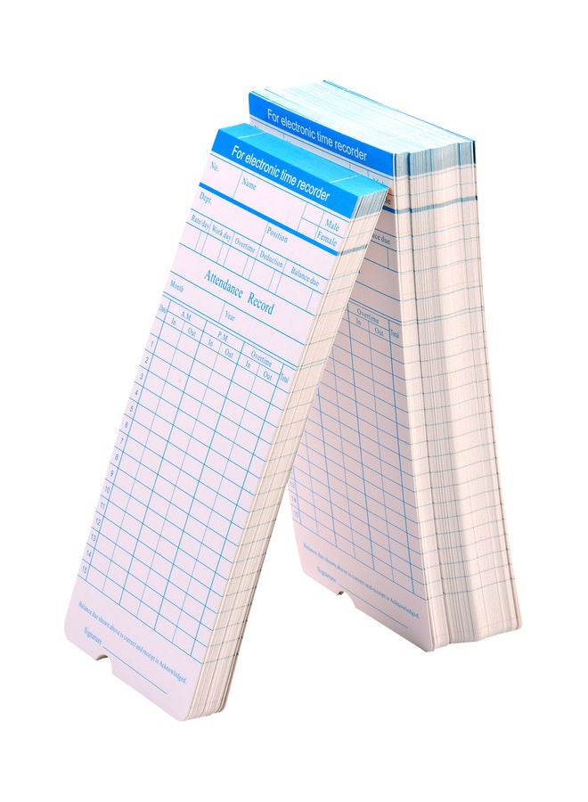 Generic Pack Of 90 Attendance Time Clock Cards White/Blue  - Image 1