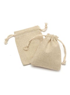 Generic Pack Of 50 Linen Drawstring Closure Transit Sacks Beige  - Image 2