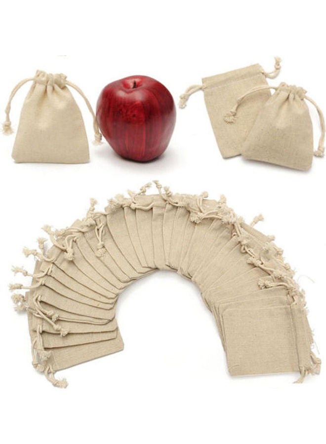 Generic - Pack Of 50 Linen Drawstring Closure Transit Sacks Beige - Image 1