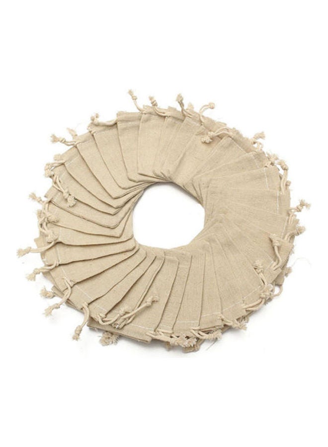 Generic - Pack Of 50 Linen Drawstring Closure Transit Sacks Beige - Image 1