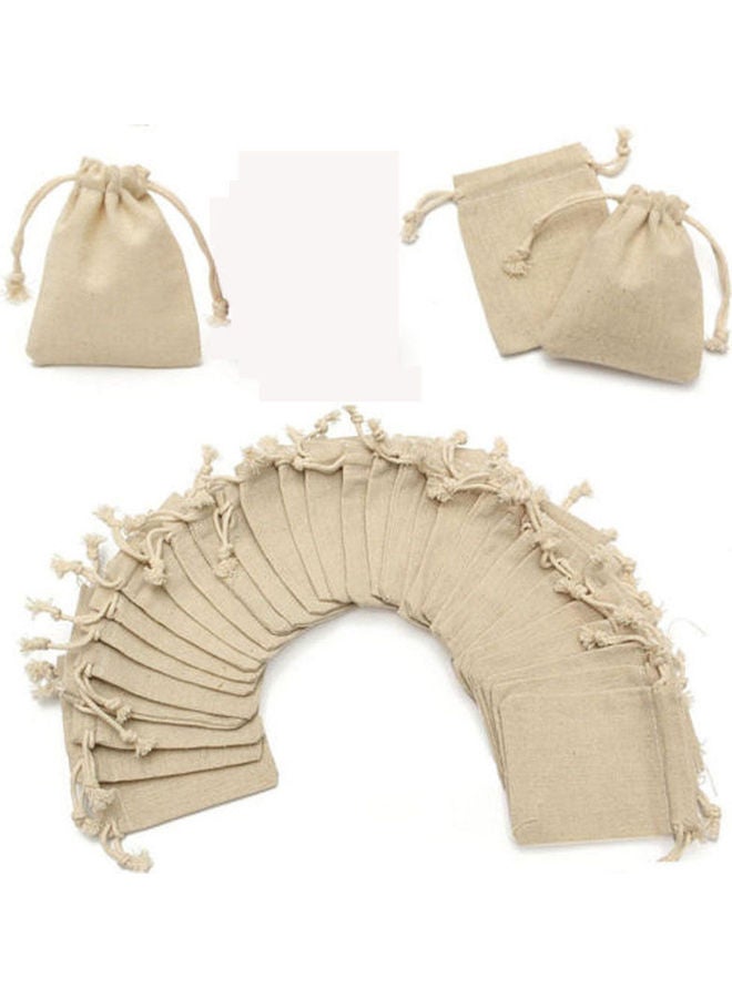 Generic - Pack Of 50 Linen Drawstring Closure Transit Sacks Beige - Image 1