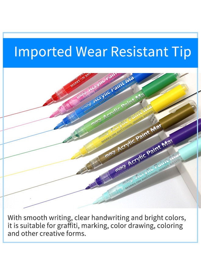 12-Piece Acrylic Paint Markers Set Multicolour - Image 2