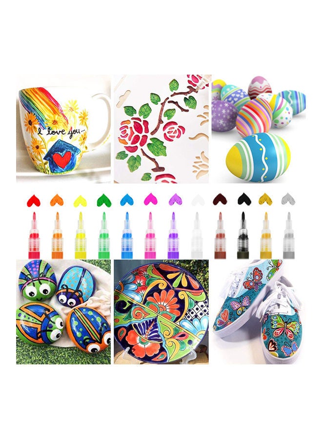 12-Piece Acrylic Paint Markers Set Multicolour - Image 3