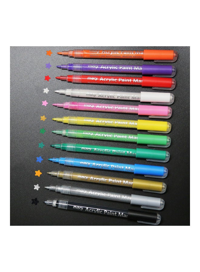 12-Piece Acrylic Paint Markers Set Multicolour - Image 4