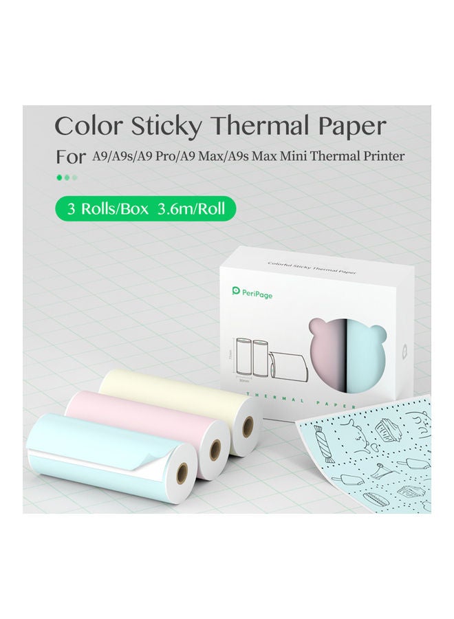 PeriPage Pack Of 3 Self-Adhesive Thermal Paper Multicolour  - Image 1