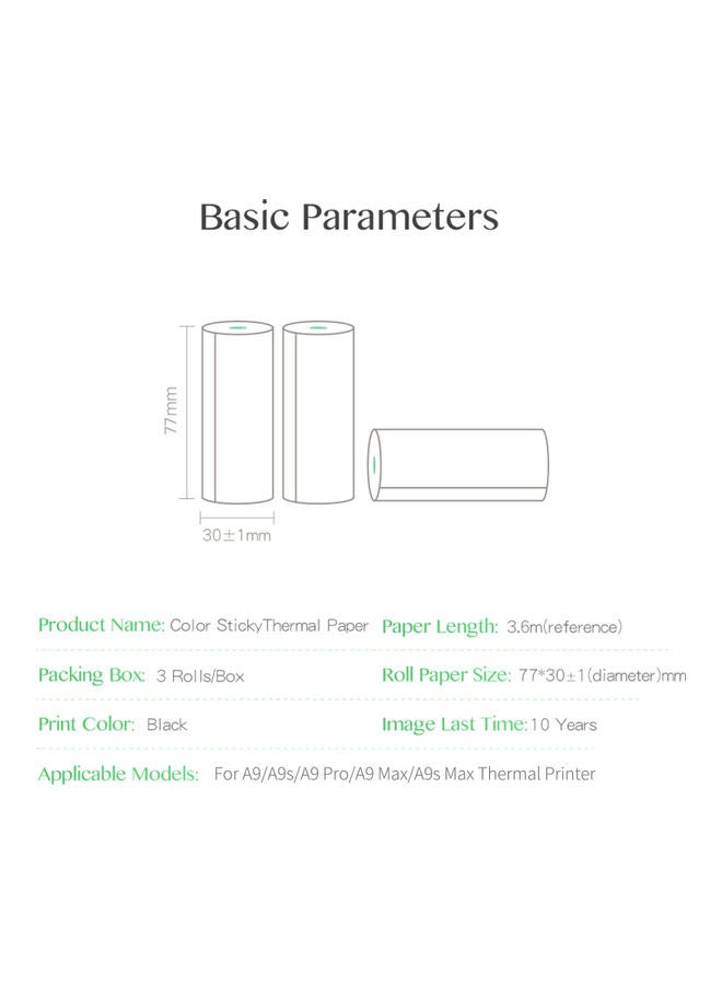 PeriPage Pack Of 3 Self-Adhesive Thermal Paper Multicolour  - Image 3