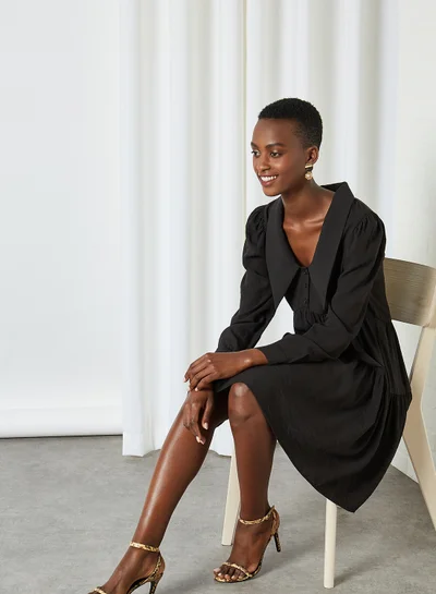 ONLY Collared Tier Dress Black