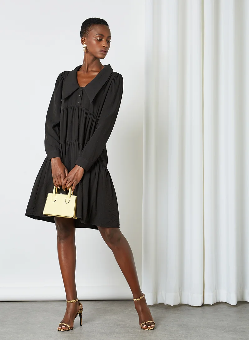 ONLY Collared Tier Dress Black