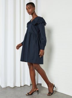 Y.A.S Popelin Puffed Sleeve Dress Sky Captain  - Image 3