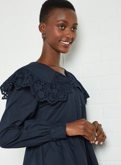 Y.A.S Popelin Puffed Sleeve Dress Sky Captain  - Image 4