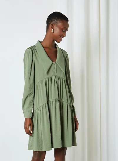 ONLY Collared Tier Dress Sea Spray
