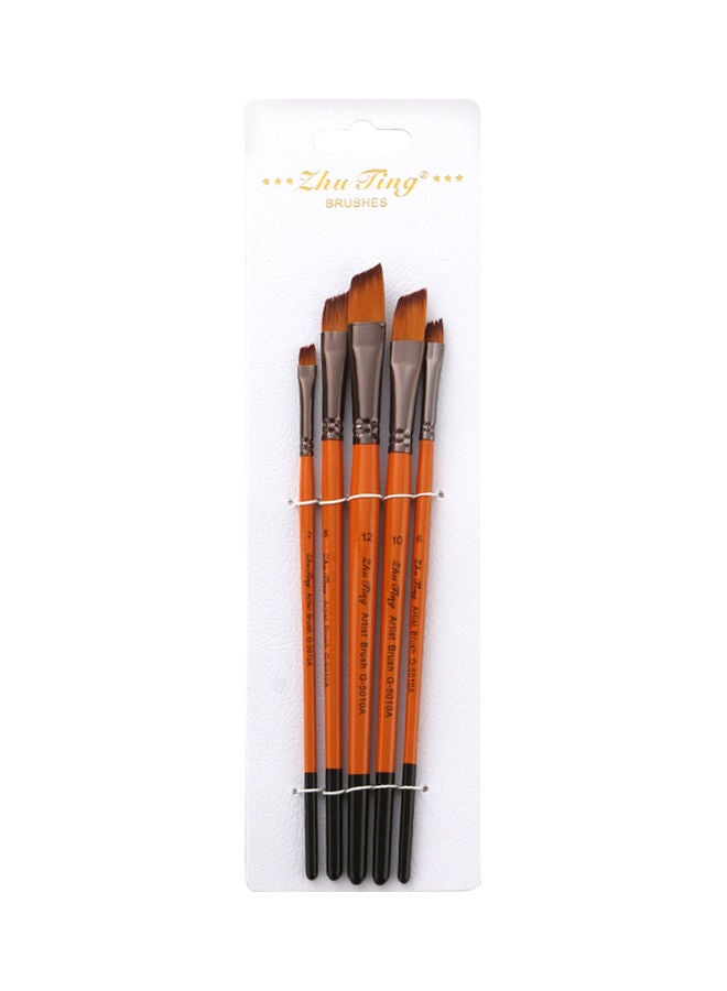 5-Piece Filbert Tip Artist Paint Brush Orange/Grey/Black - Image 4