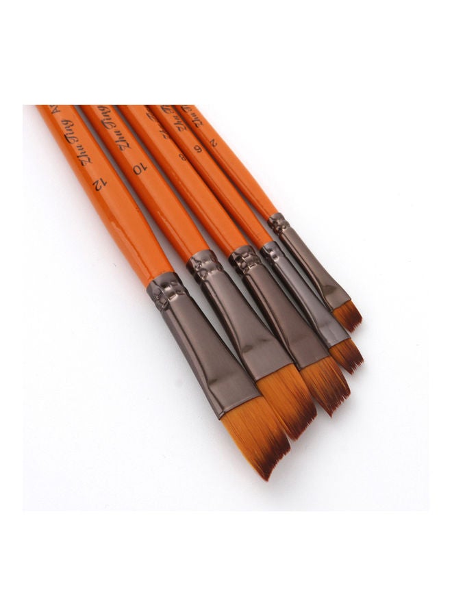 5-Piece Filbert Tip Artist Paint Brush Orange/Grey/Black - Image 3