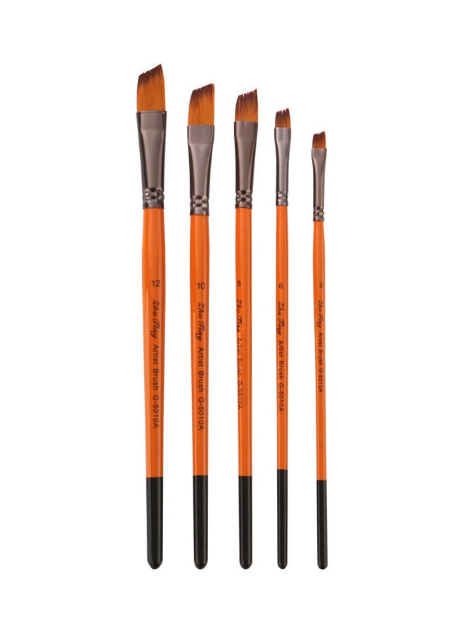 5-Piece Filbert Tip Artist Paint Brush Orange/Grey/Black - Image 1