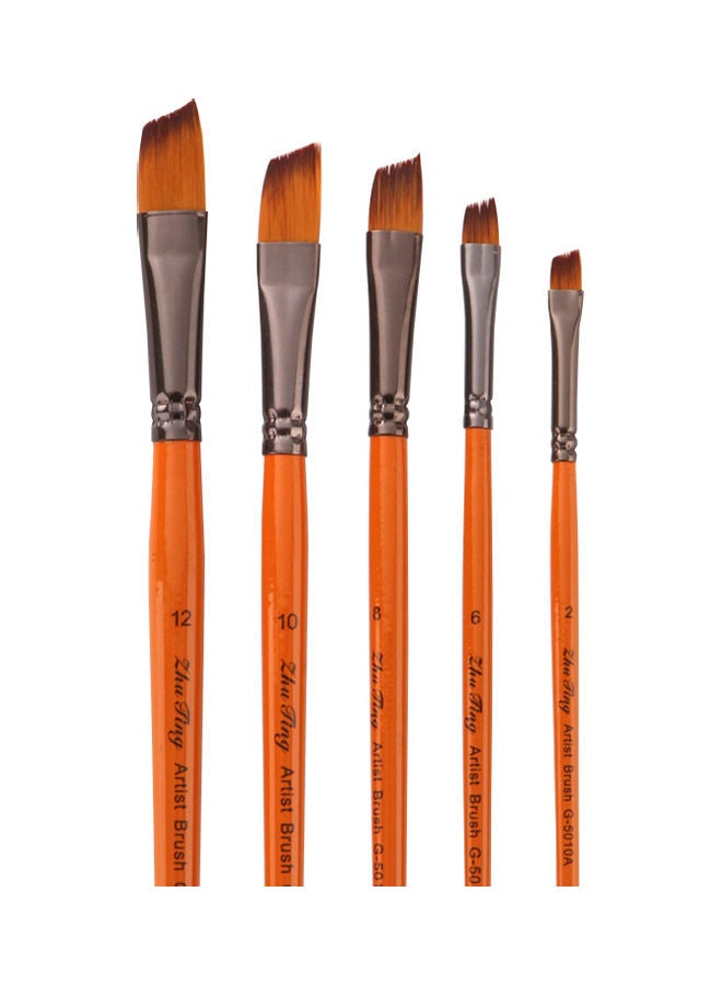 5-Piece Filbert Tip Artist Paint Brush Orange/Grey/Black - Image 2