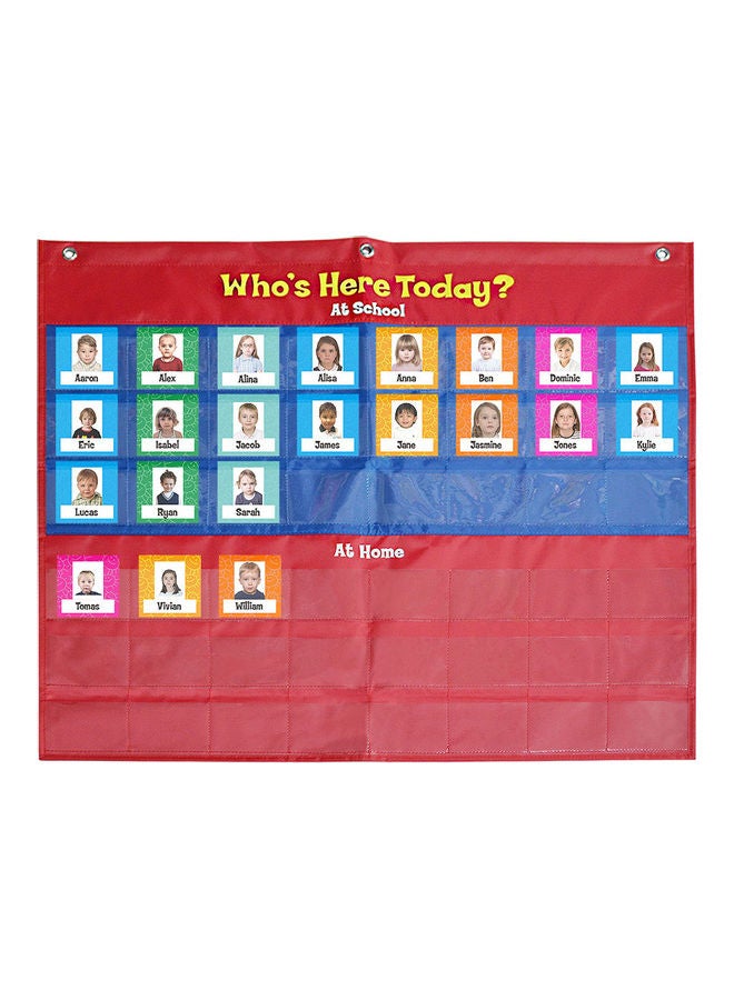 School Classroom Attendance Pocket Chart Kit Red/Blue - Image 1