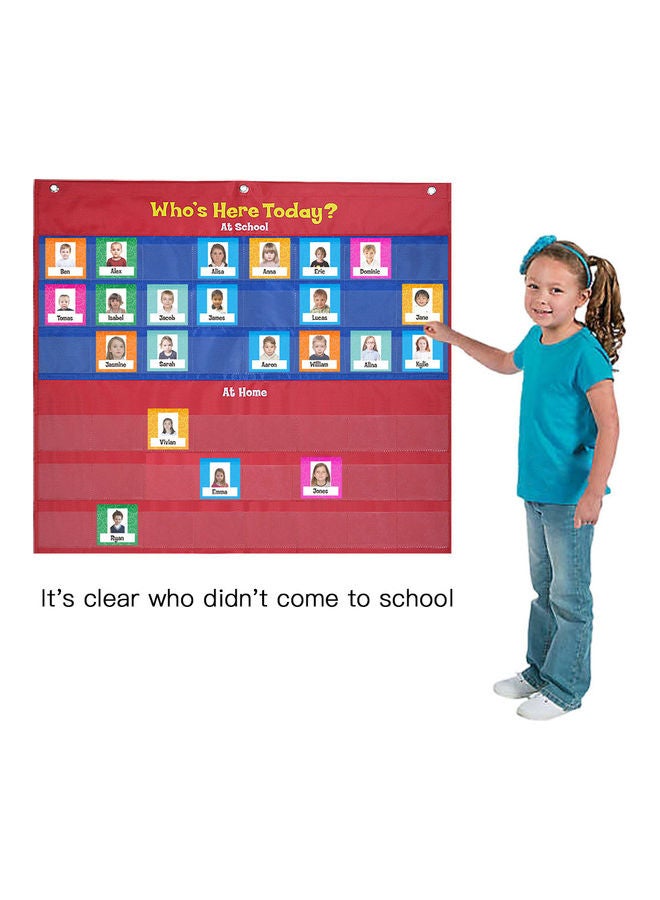 School Classroom Attendance Pocket Chart Kit Red/Blue - Image 3