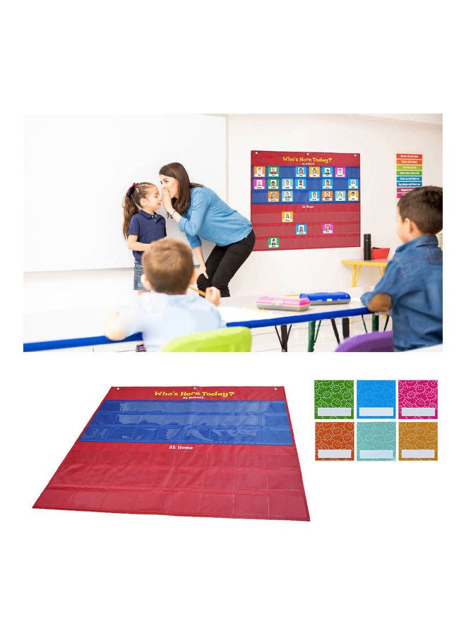 School Classroom Attendance Pocket Chart Kit Red/Blue - Image 4