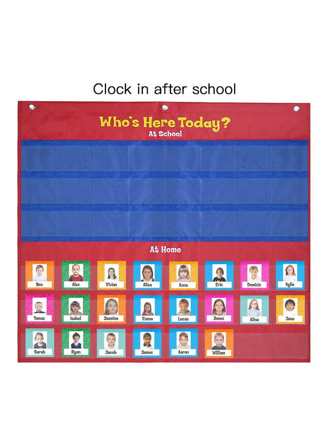 School Classroom Attendance Pocket Chart Kit Red/Blue - Image 5