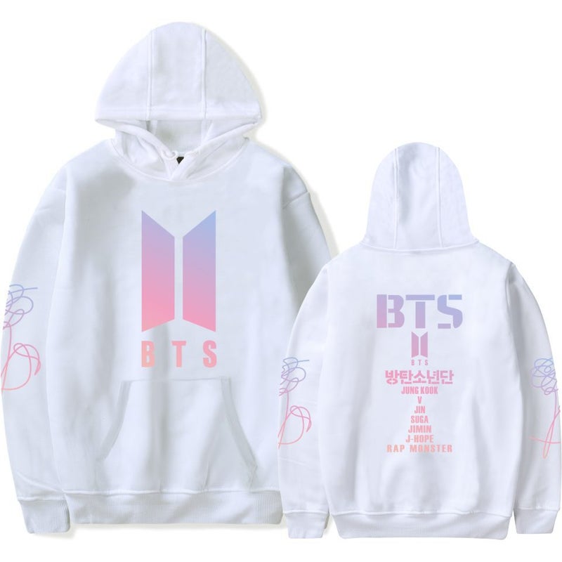 JOLLY - BTS Logo Printed Oversized Hoodie White - Image 1