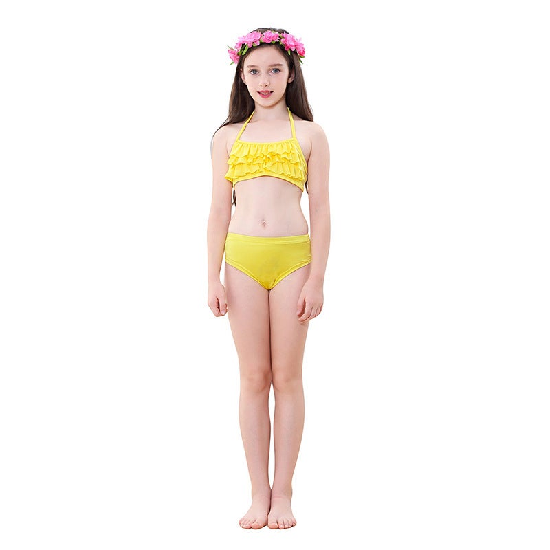 JOLLY 3-Piece Mermaid Swimming Suit With Bikini Set Yellow/Blue  - Image 5