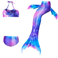 JOLLY 3-Piece Mermaid Swimming Suit With Bikini Set Blue/Pink  - Image 1
