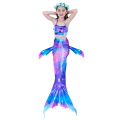 JOLLY 3-Piece Mermaid Swimming Suit With Bikini Set Blue/Pink  - Image 2
