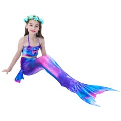 JOLLY 3-Piece Mermaid Swimming Suit With Bikini Set Blue/Pink  - Image 5