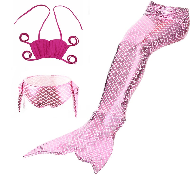 JOLLY 3-Piece Mermaid Swimming Suit With Bikini Set Pink  - Image 1