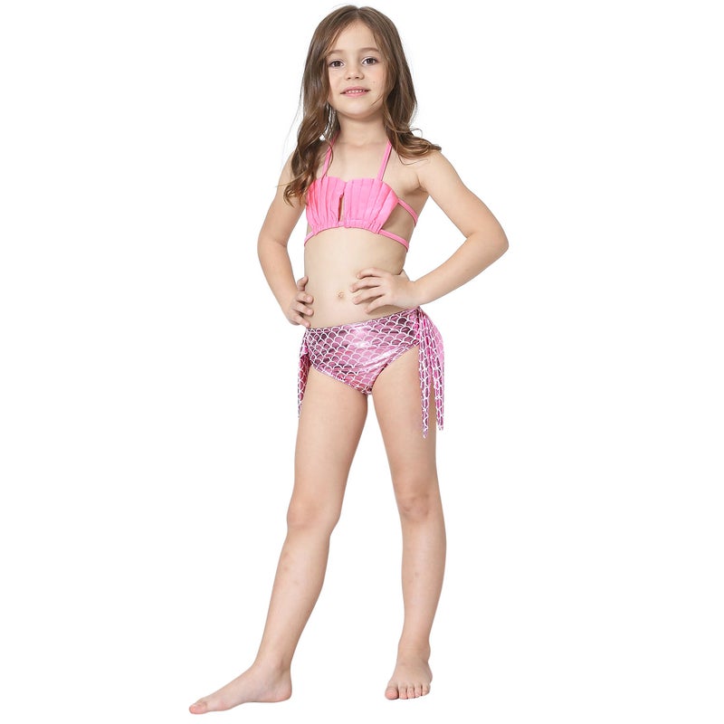 JOLLY 3-Piece Mermaid Swimming Suit With Bikini Set Pink  - Image 3