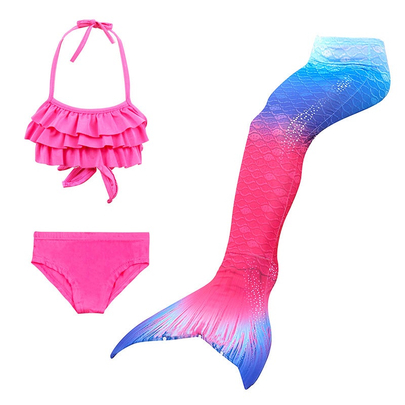 JOLLY 3-Piece Mermaid Swimming Suit With Bikini Set Pink/Blue  - Image 1