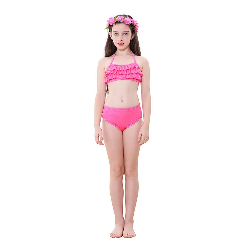 JOLLY 3-Piece Mermaid Swimming Suit With Bikini Set Pink/Blue  - Image 3