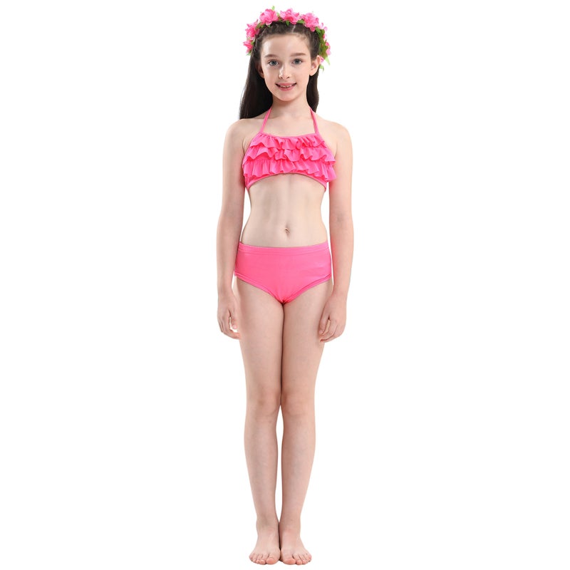 JOLLY 3-Piece Mermaid Swimming Suit With Bikini Set Pink/Blue  - Image 3